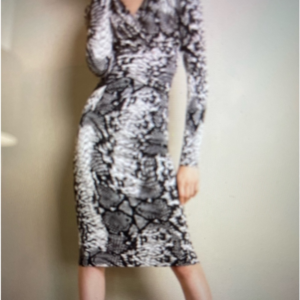 David Meister Long Sleeve Snake Print Jersey Dress
